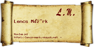 Lencs Márk névjegykártya